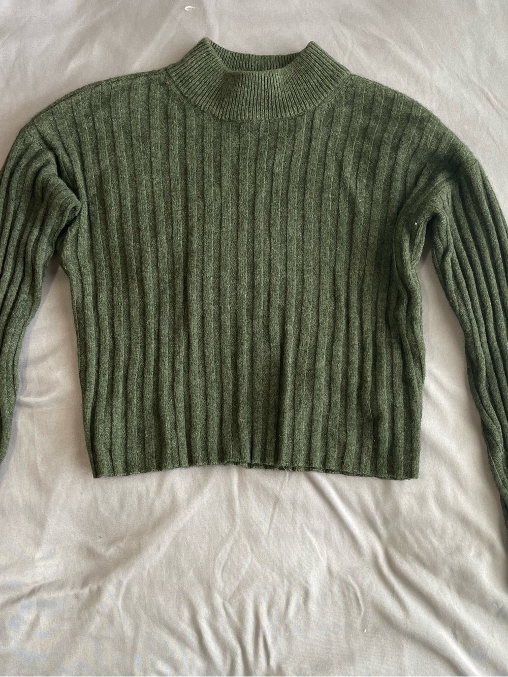 Madewell Olive Green Ribbed Mock Neck Sweater